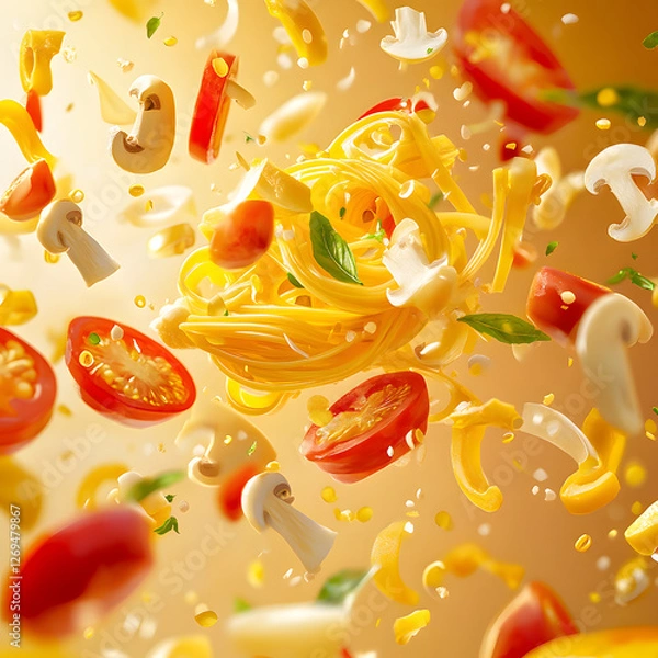 Obraz spaghetti with capsicum AI generated