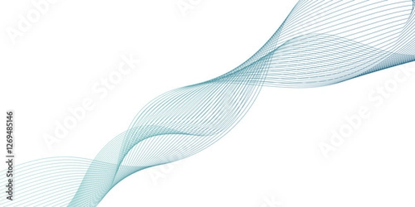 Obraz soft and light color gradient abstract geometric lines patterns, geometric abstract curved wave line on white background in unique style, abstract color gradient technology blend smooth wave lines.
