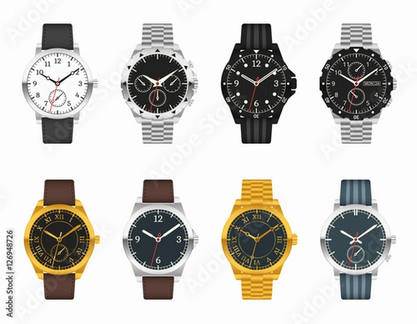 Fototapeta Vector watch set. Expensive classic watches