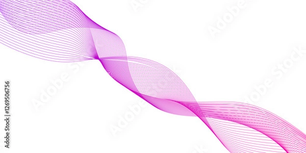 Fototapeta soft and pastel gradient color abstract geometric curved wave lines, modern background with lines and particles in unique style, Digital energy waves technology concept abstract geometric wave lines.