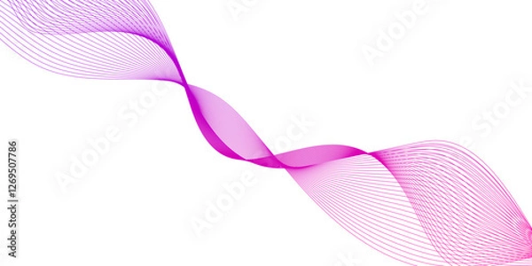 Fototapeta soft and pastel gradient color abstract geometric curved wave lines, modern background with lines and particles in unique style, Digital energy waves technology concept abstract geometric wave lines.