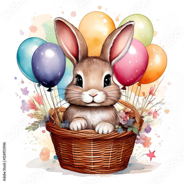 Obraz Easter bunny with balls in a basket