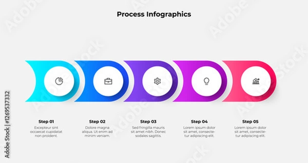 Fototapeta Illustrative 5 step infographic. Perfect for presentations, data visualization, and organizational representation