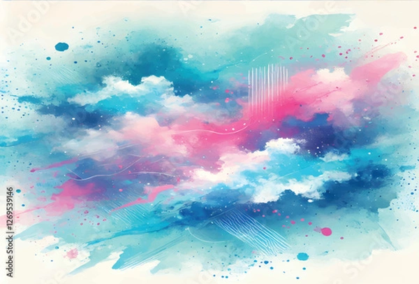 Fototapeta Dreamy Watercolor Bliss with Soft Pastel Strokes and Vibrant Splashes
