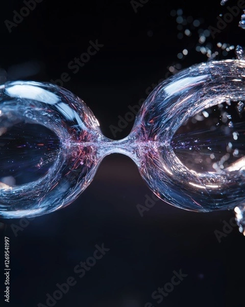 Fototapeta Quantum Entanglement Visualized as Glowing Particles Connected Across Time and Space

