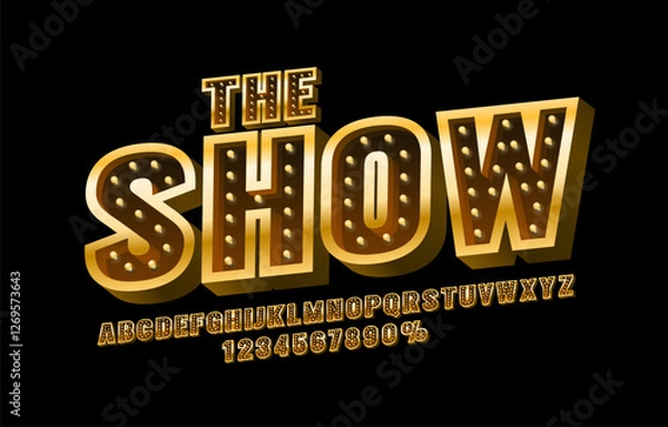 Fototapeta Show font set collection, letters and numbers symbol. Vector illustration