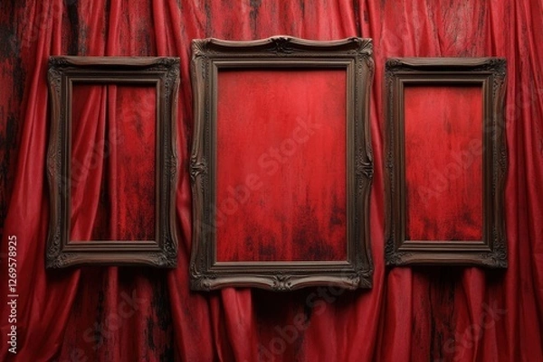 Obraz Elegant rustic red wooden frame display for photography – perfect for showcasing portraits, artwork, and cherished memories in a warm, inviting atmosphere for homes and studios