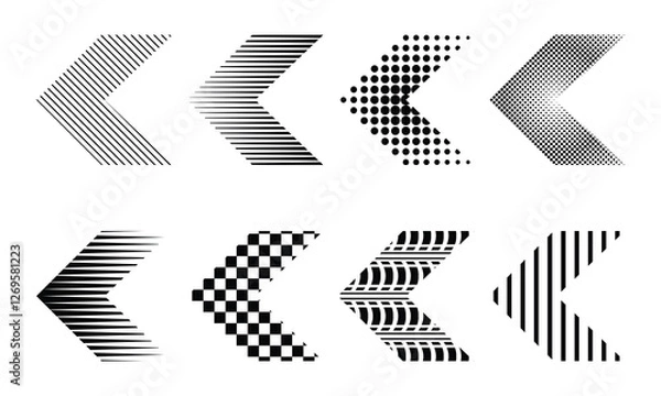 Fototapeta Collection of arrow signs in dot and line patterns