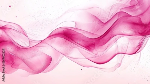 Fototapeta Soft Watercolor Blush Rose Quartz Abstract Art with Flowing Lines and Border