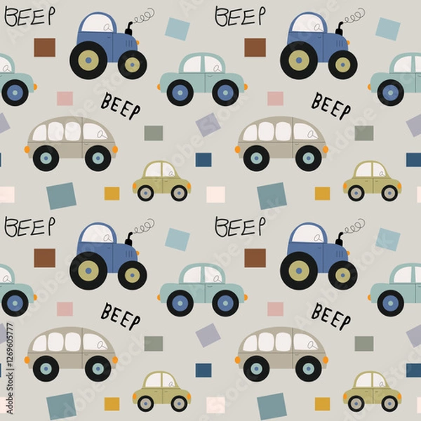 Obraz Сhildren`s pattern with cars