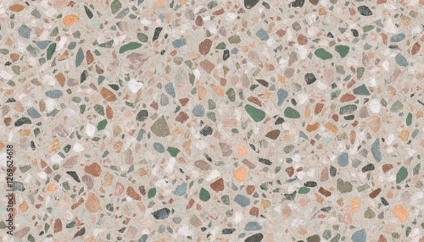 Fototapeta real terrazzo floor seamless pattern consists of marble stone concrete textured surface for interior finishing decoration for interior or exterior textured print on tile and abstract background