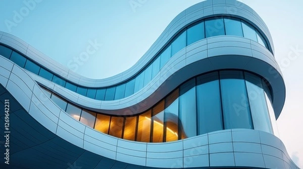 Obraz Contemporary office closeup fragment abstract modern curve architecture