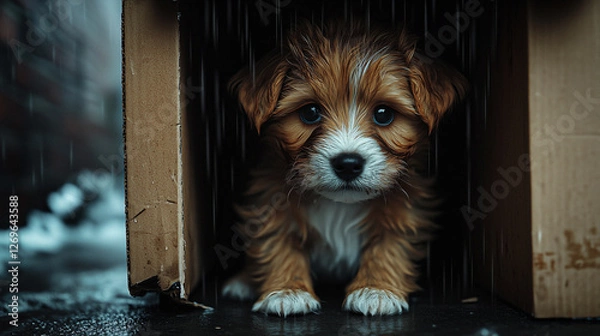 Fototapeta puppy in a window