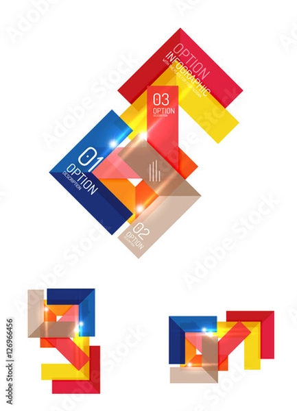 Fototapeta Set of abstract geometric paper graphic layouts