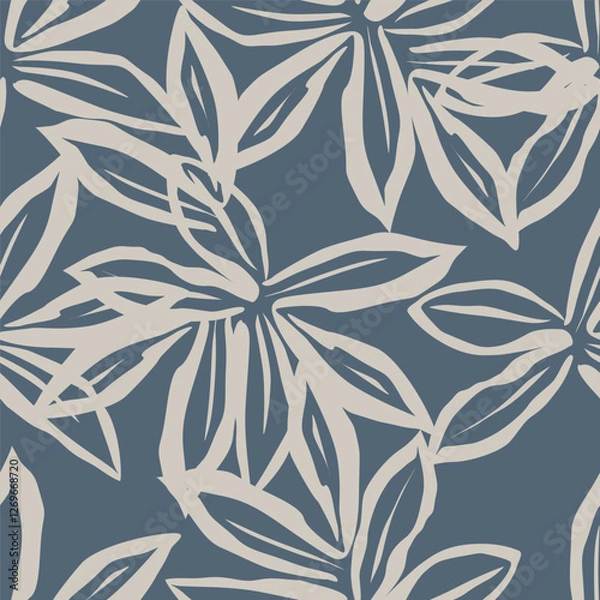 Fototapeta Seamless pattern with floral motifs. Vector illustration.