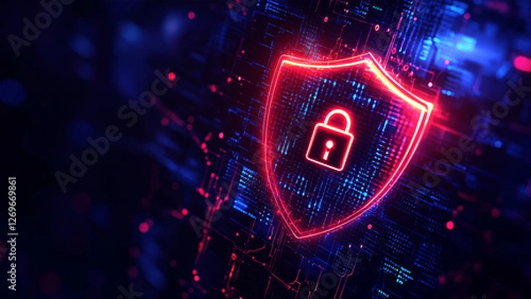 Fototapeta Cybersecurity Shield Protecting Digital Data, internet network security, Business Security Transaction data privacy encryption Concept Background