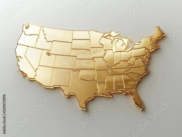 Obraz USA golden map