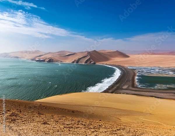 Fototapeta paracas national reserve peru view of the desert mountains and bay