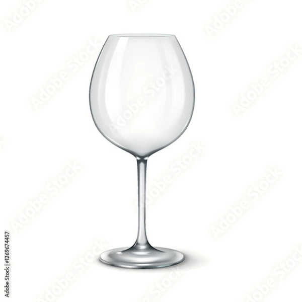Fototapeta Realistic 3D illustration of a classic large round wine glass, ideal for serving red wine in formal dining or bar settings.