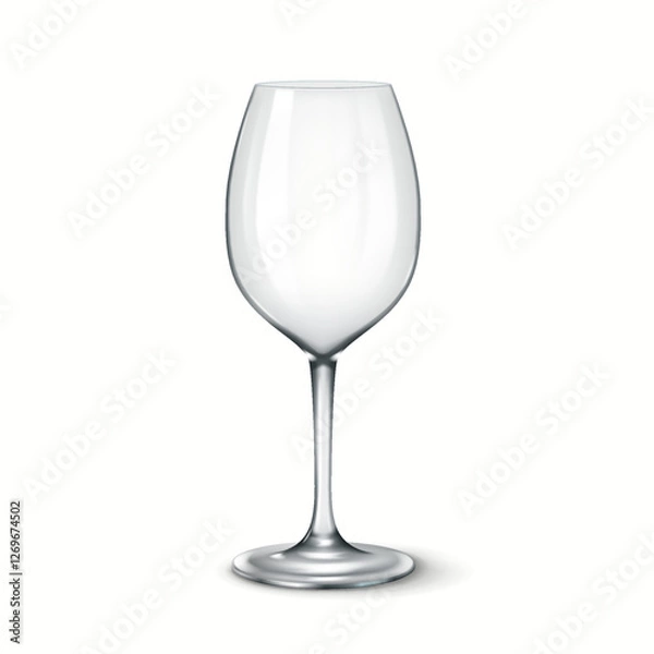 Fototapeta 3D realistic illustration of a tall transparent wine glass, perfect for serving white wine in restaurants, bars, and home settings.