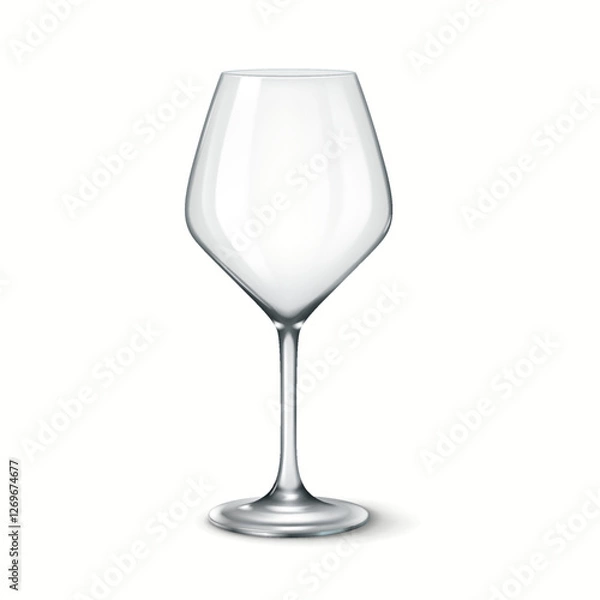 Fototapeta 3D realistic illustration of a modern transparent wine glass with a unique geometric design. Ideal for contemporary bar and dining settings.