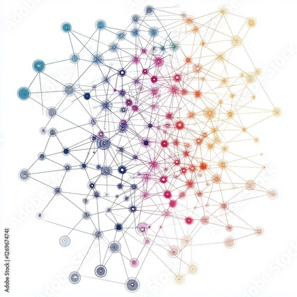 Fototapeta Colorful abstract network diagram visualizing complex data connections