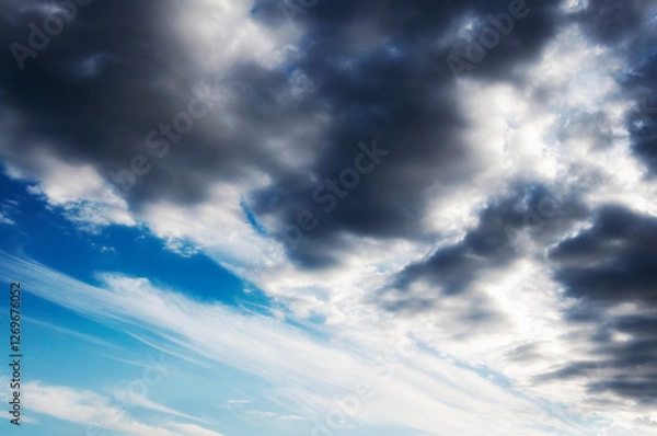 Obraz Generated imageDramatic sky before storm  against blue sky.