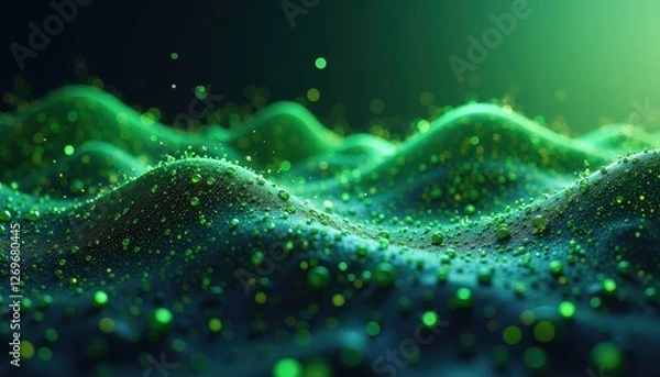 Fototapeta HighResolution Water Droplet Wallpaper: Vivid Contrast & Glistening Reflections (). A close up of water droplets on a green surface.