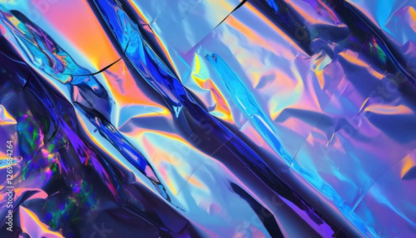 Fototapeta Futuristic Holographic Foil Surface with Shimmering Colors
