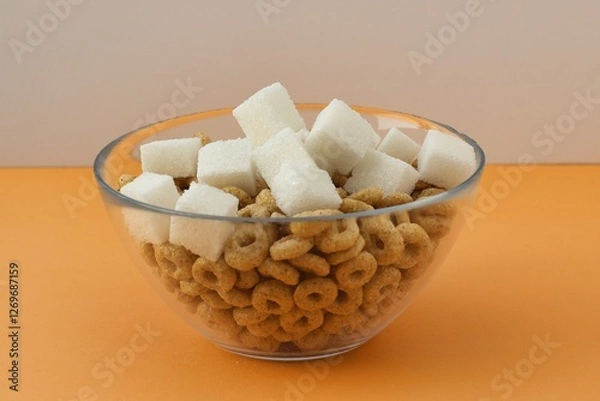 Obraz A bowl of cereal full of sugar