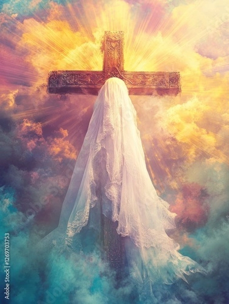 Fototapeta Cloud Cross with Veil