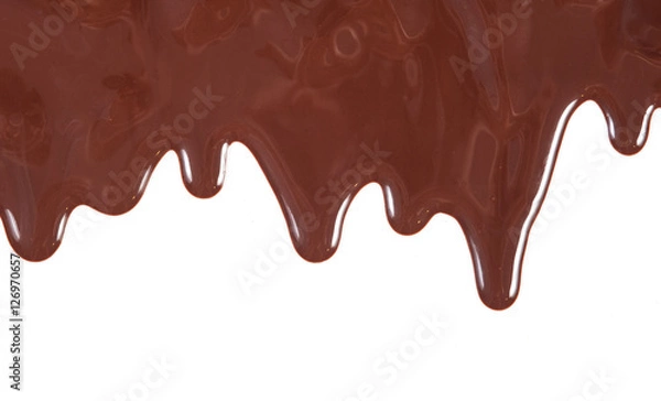 Fototapeta Chocolate syrup drip pattern isolated on a white background