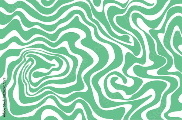 Fototapeta Abstract background pattern with colorful waves. Psychedelic groovy trippy y2k retro seamless pattern in  green colors. Wavy and swirled brush.
