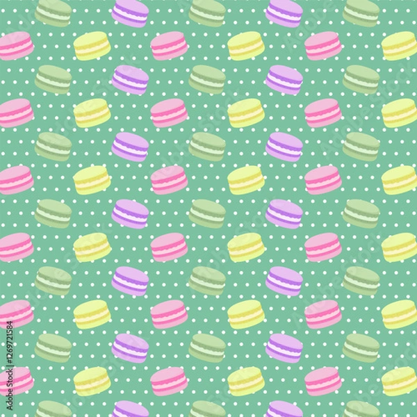 Fototapeta Seamless pattern with macaroon, vector illustration, eps 10