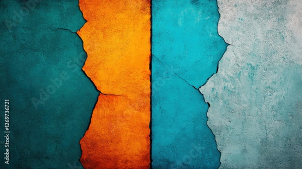 Fototapeta Two human, A vibrant image featuring a fiery orange profile set against a cool blue background, with high fidelity details.