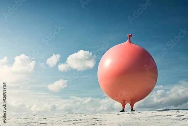 Fototapeta Inflating balloon represents weight gain and body expansion. available copy space.