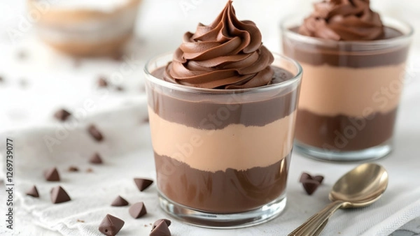 Fototapeta Chocolate Mousse: A smooth gradient from rich dark chocolate to a velvety milk chocolate.