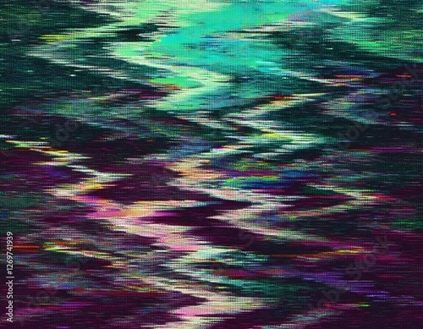 Obraz old tv glitch error white noise effect colorful abstract overlay background