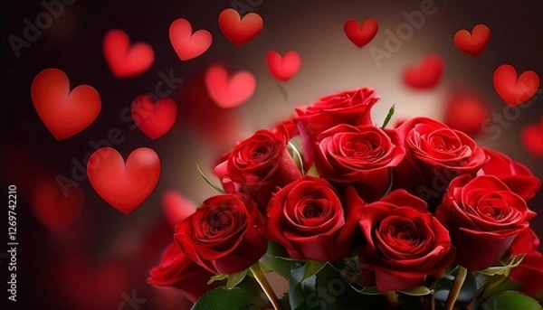Fototapeta red roses bouquet a valentine s day image
