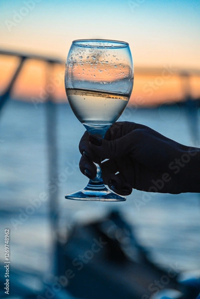 Obraz бокал шампанского на море