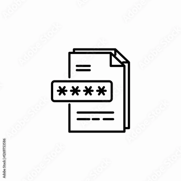 Fototapeta documents password protected icon sign vector