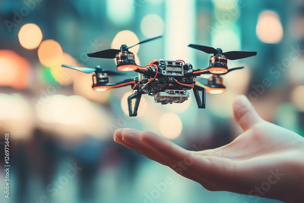 Fototapeta A military drone being operated by an air force soldier