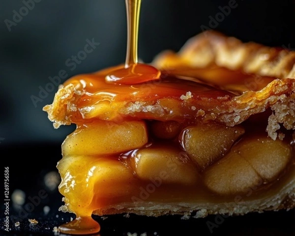 Obraz caramel drizzling down a freshly baked apple pie