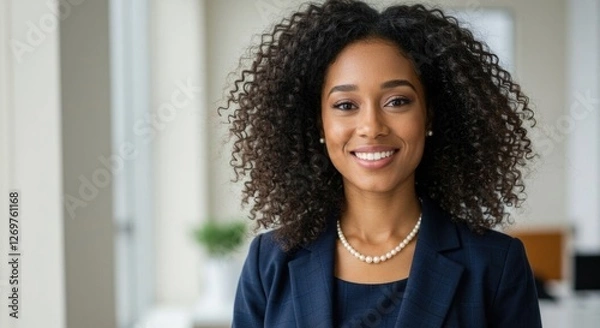 Obraz  Smiling and happy woman looking at the camera 