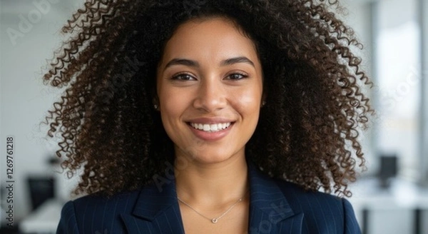 Obraz  Smiling and happy woman looking at the camera 