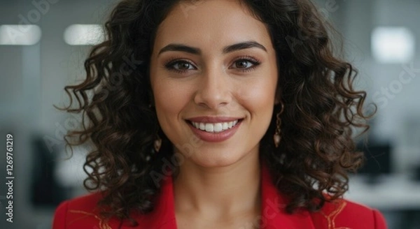 Obraz  Smiling and happy woman looking at the camera 