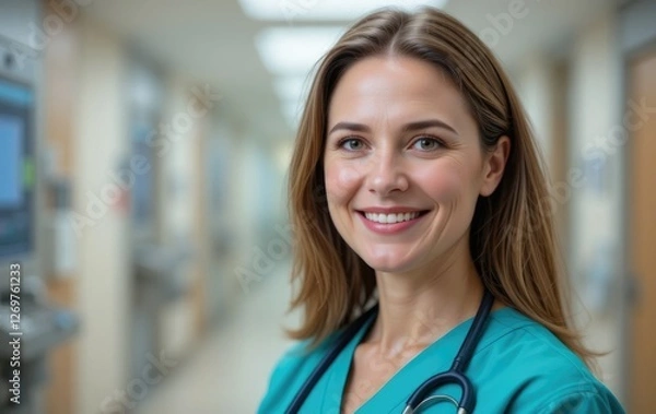 Obraz  Smiling and happy woman looking at the camera 