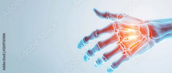 Fototapeta digital illustration of hand with highlighted inflamed wrist joints