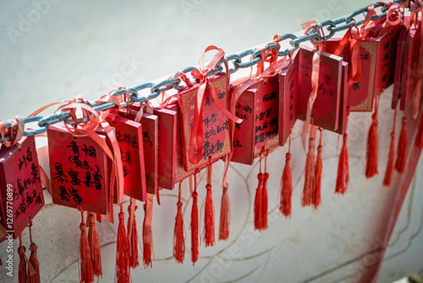 Obraz red icicles on a white