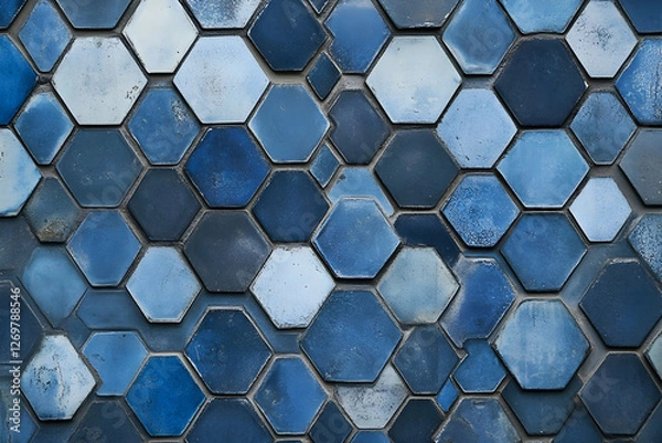 Obraz Hexagonal blue pattern showcasing depth and modern sophistication